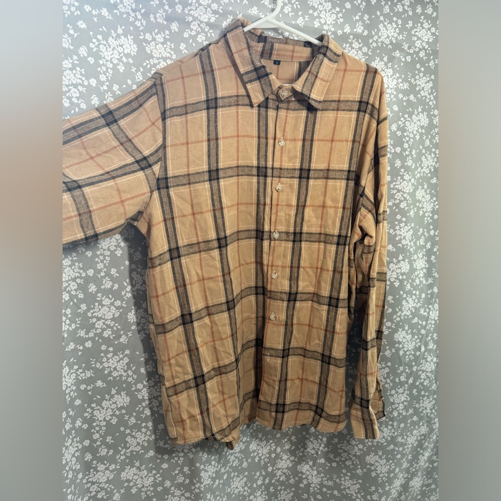 Brown plaid flannel size large H&M